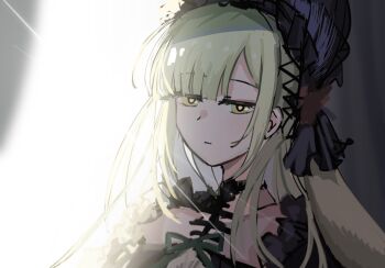 Rule 34 | 1girl, animal ears, arknights, bang dream!, bang dream! it's mygo!!!!!, black bonnet, blunt bangs, bonnet, closed mouth, commentary, floppy ears, green hair, hair ornament, highres, long hair, looking at viewer, rabbit ears, rabbit girl, sidelocks, solo, untranslatable commentary, upper body, wakaba mutsumi, wakaba mutsumi (marionette's id), white background, x hair ornament, yellow eyes, yuec