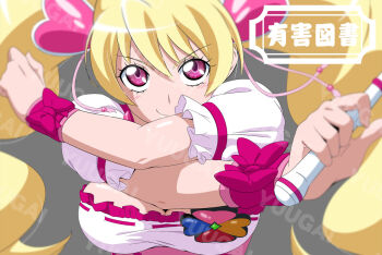 1girl blonde_hair breasts cure_peach fresh_precure! fuchi_(nightmare) large_breasts momozono_love precure smile tagme
