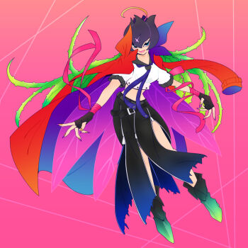 Rule 34 | 1girl, bancholilimon, banchou, belt, coat, coat on shoulders, delinquent, digimon, flower, nail polish, plant, scar, solo, thorns