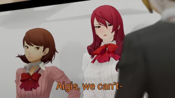 20s 3d 3girls aigis_(persona) android animated atlus empty_eyes expressionless female_focus femdom highres hypnosis indoors kirijou_mitsuru megami_tensei mind_control multiple_girls paper paper_airplane persona persona_3 persona_3_reload shin_megami_tensei standing submission subtitled tagme takeba_yukari throwing video vynil