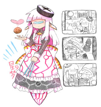 >_< 1girl 2boys android animal_ears apron back_bow beco_(100me) between_fingers black_dress blunt_bangs blunt_ends book bookshelf bow bowtie newsboy_cap cat_ears character_name cleaning clock_print closed_eyes closed_mouth collared_coat collared_dress colored_inner_hair commentary_request crying dress ear_covers expressionless fang frilled_apron frilled_dress frills full_body glasses globe hair_ornament hairclip hat heart heart_print high_collar highres holding holding_book holding_needle jester_cap juliet_sleeves kirby_(series) lapels long_dress long_hair long_sleeves marx_(kirby) multicolored_hair multiple_boys multiple_views needle nervous_smile nintendo notched_lapels notice_lines object_floating_above_hand object_through_head one-eyed open_mouth partially_colored personification pink_hair pointing pointing_up pointy_ears puffy_sleeves reading rock round_eyewear scar screw_in_head sharing short_hair sidelocks simple_background sleeve_garter smile speech_bubble star_(symbol) star_dream star_hair_ornament straight_hair tac_(kirby) teardrop traditional_bowtie two-tone_headwear vest white_apron white_background white_bow white_hair