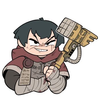 absurdres armedrabbit hammer highres holding holding_hammer scar scar_on_face warhammer_40k