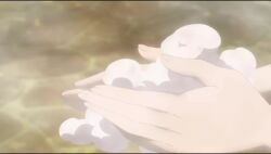 1girl animal animal_on_lap animated aria_(beheneko) bathing cat highres nude on_lap s-rank_monster_no_&quot;behemoth&quot;_dakedo_neko_to_machigawarete_elf_musume_no_pet_toshite_kurashitemasu sitting soap_bubbles sound tagme tama_(beheneko) video washing_another water