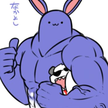 :3 azumarill biceps blood blood_on_face fukurou_(owl222) gameplay_mechanics gen_2_pokemon gen_6_pokemon grabbing_from_behind huge_power_(pokemon) humiliation injury muscular nintendo no_humans pangoro parody petals play_rough_(pokemon) pokemon pokemon_(creature) rabbit_ears restrained simple_background smile what