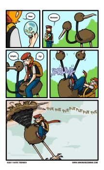 awkward_zombie comic cosplay doduo gen_1_pokemon hat lucas_(pokemon) lucas_(pokemon)_(cosplay) nintendo orange_hair original pokemon pokemon_dppt