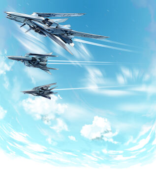 Rule 34 | aircraft, airplane, cloud, highres, jajanuba, jet, machine, no humans, sky