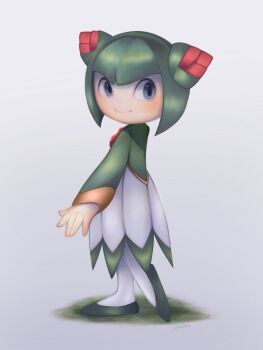 1girl blue_eyes cosmo_(sonic) cosmo_the_seedrian full_body grey_background highres isa03re monster_girl plant_girl simple_background solo sonic_(series) sonic_x standing twitter_username