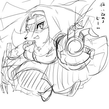 digimon digimon_(creature) fang looking_at_viewer mask mkz_dg one_eye_closed translation_request wink wolvermon