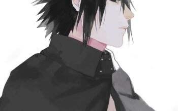 1boy black_cloak black_eyes black_hair chinese_commentary cloak commentary_request expressionless frown head_out_of_frame male_focus naruto:_the_last naruto_(series) ohnopp partial_commentary portrait solo uchiha_sasuke