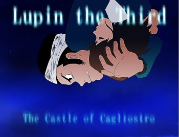 1boy 1girl arsene_lupin_iii bandages black_hair brown_hair castle_of_cagliostro clarisse_de_cagliostro copyright_name falling lupin_iii night