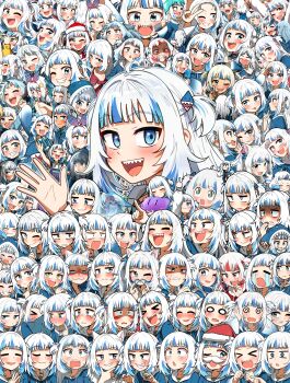 >_< +_+ 1girl :3 :o :p ;) ;d =_= @_@ absurdres ahoge animal_costume animal_ear_fluff animal_ears animal_hood averting_eyes bloop_(gawr_gura) blue_eyes blue_hoodie blue_nails blush cat_ears child clenched_teeth closed_eyes crazy crazy_eyes crying cube_hair_ornament ddolbang despair disgust excited fake_facial_hair fake_mustache food furrowed_brow gawr_gura gawr_gura_(1st_costume) grey_hair grimace hair_ornament half-closed_eyes hands_on_own_chin hands_on_own_knees hands_up happy hat highres holding holding_ice_cream_cone holding_phone hololive hololive_english holomyth hood hood_up hoodie hug hugging_object ice_cream ice_cream_cone long_hair long_sleeves looking_at_viewer looking_down looking_up middle_finger multicolored_hair multiple_expressions multiple_views o_o one_eye_closed open_mouth panicking parody phone pointing pointing_at_viewer reflect_(gawr_gura) sad santa_hat shark_costume shark_girl shark_hair_ornament shark_hood sharp_teeth sleepy smile smug squatting star-shaped_pupils star_(symbol) steepled_fingers streaked_hair streaming_tears stuffed_toy surprised suspenders symbol-shaped_pupils t_t tearing_up tears teeth tongue tongue_out two_side_up upper_teeth_only v virtual_youtuber wakuwaku_(spy_x_family) waving wavy_mouth |_|