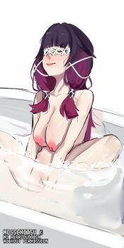 absurdres bathtub breasts columbina_(genshin_impact) genshin_impact highres large_breasts lips long_hair mosschitsu nipples nude sitting wet