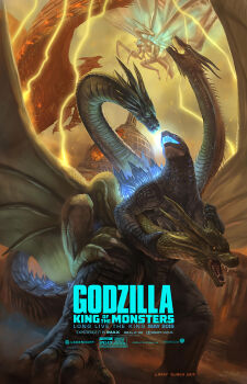 alien battle bioluminescence blue_eyes bug butterfly city clash claws cloud cloudy_sky conjoined creature destruction dinosaur dragon dragon_horns dragon_tail dragon_wings electricity elemental_(creature) embers energy epic explosion fangs fire fire_elemental glowing glowing_eyes glowing_veins godzilla godzilla:_king_of_the_monsters godzilla_(series) highres holding_detached_head horns hydra insect insect_wings kaiju king_ghidorah larry_quach lava legendary_pictures lightning long_legs monster monsterverse moth mothra movie_poster multiple_heads multiple_tails no_humans open_mouth orange_eyes oversized_wings parody pterosaur real_world_location rodan scales science_fiction sharp_teeth sky slit_pupils spikes style_parody tail teeth title toho united_states_capitol veins washington_d.c. western_dragon white_house wings