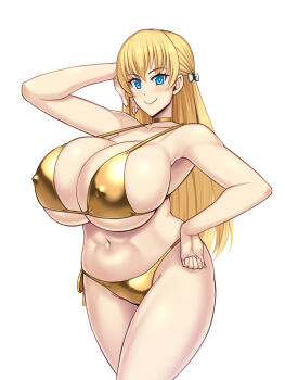 1girl bikini breasts huge_breasts long_hair mariana_princilla reco_love smile swimsuit