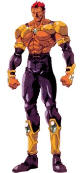 1990s_(style) 1boy abs armor boots fatal_fury fatal_fury:_the_motion_picture fighter jamin male_focus muscular muscular_male official_art oobari_masami red_hair retro_artstyle simple_background snk solo spandex standing white_background