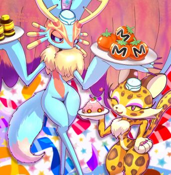 610493 animal_ears blue_eyes car-mouth_cake clawroline colored_sclera commentary_request energy_drink_(kirby) eyeshadow fecto_elfilis furry furry_female hand_on_own_hip hat holding holding_plate kirby_(series) kirby_and_the_forgotten_land leopard_ears leopard_tail looking_at_viewer makeup maxim_tomato nintendo one_eye_closed pink_eyeshadow plate purple_sclera squiggle star_(symbol) tail watermark white_hat wide_hips yellow_sclera