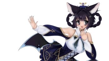 Rule 34 | 1girl, 2000s (style), absurdres, animal ears, bat ears, bat girl, bat wings, black hair, black necktie, blue corset, blue dress, blunt bangs, braid, braided hair rings, brooch, corset, crown, detached sleeves, dress, fang, faux retro artstyle, frilled dress, frills, gothic lolita, grey eyes, hair ornament, hair rings, highres, idoloid, jewelry, kiyoko (utau), lolita fashion, looking at viewer, low wings, mini crown, necktie, non-web source, official art, open mouth, short hair, sicklysiren, simple background, skin fang, sleeveless, sleeveless dress, solo, standing, tachi-e, transparent background, utau, wing hair ornament, wings