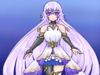 1girl breasts cleavage_cutout clothing_cutout cowboy_shot grimms_notes iga_warui looking_at_viewer magic_mirror_(grimms_notes) purple_eyes purple_hair solo source_request