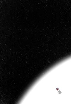 1girl bad_end female_focus hanyuu highres higurashi_no_naku_koro_ni horns lonely long_hair nothing nothingness purple_hair sentaku-bune shadow solo space star_(symbol) white_theme