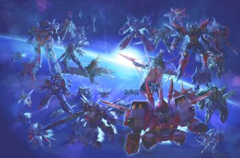 aile_chevalier_(mecha) altairlion alteisen_riese am_gunner art-1 aussenseiter banpresto blanche_neige_(mecha) cerberus_(mecha) cybuster dygenguar fairlion flickerei_geist flying g_compatible_kaiser gespenst giganscudo glowing glowing_eyes green_eyes grungust_ichishiki grungust_reishiki grungust_sanshiki gun highres horns laz_angriff mecha no_humans planet r-1 raioh randgrith red_eyes rein_weissritter robot ryukooh siegerlion single_horn soulgain space srx star_(sky) suika01 super_robot_wars super_robot_wars_original_generation sword the_2nd_super_robot_wars_og thrusters valsione weapon wildfalken wildwurger wings yellow_eyes