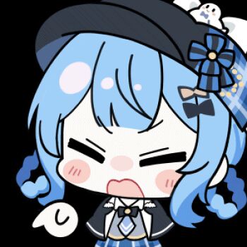 1girl angry animated animated_gif artist_collaboration black_capelet black_hat blue_hair blush_stickers braid braided_hair_rings capelet chibi chibi_only chunye_haruya closed_eyes facing_viewer hair_rings hat lowres mahou_shoujo_no_majo_saiban nekoyashiki_riri no_nose open_mouth pointing pointing_at_viewer puff_of_air short_hair simple_background solo tachibana_sherry transparent_background upper_body