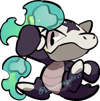alolan_form alolan_marowak bone chibi chibi_only commentary_request fire full_body gen_7_pokemon green_fire holding holding_bone kawaanago lowres nintendo no_humans nostrils pokemon pokemon_(creature) pokemon_focus solo transparent_background twitter_username white_eyes