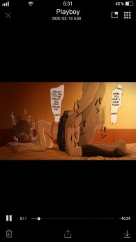 Rule 34 | 1boy, 1girl, all fours, ass, bed, bikini, black bean, black legwear, breasts, breasts out, brown hair, cellphone, clothes lift, commentary request, condom, deep penetration, doggystyle, english text, from side, halterneck, hard-translated, hetero, highres, indoors, netorare, nude, original, phone, fake phone screenshot, red bikini, sex, sex from behind, short hair, skirt, skirt lift, smartphone, swimsuit, third-party edit, timestamp, translated, used condom, vaginal, video (object), viewfinder