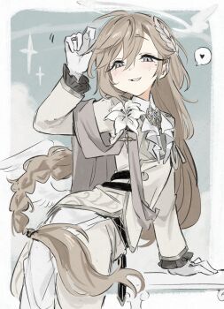 Rule 34 | 1boy, absurdres, angel wings, ascot, braid, brooch, brown hair, commentary, formal clothes, frilled sleeves, frills, gloves, grey eyes, hair between eyes, halo, heart, highres, jewelry, kanae (16th costume) (nijisanji), kanae (nijisanji), long hair, low-braided long hair, low-tied long hair, male focus, mole, mole under eye, nijisanji, official alternate costume, single braid, smile, solo, sp1nosaur, spoken heart, suit, symbol-only commentary, very long hair, virtual youtuber, white gloves, white lily, white suit, wings