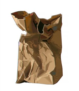 bag brown_bag food_packaging highres no_humans object_focus original paper_bag ramon_nunez simple_background white_background