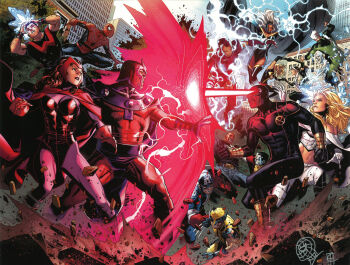 5girls 6+boys arc_reactor armor avengers_(series) black_cape black_gloves black_hair black_leotard black_shirt blonde_hair blue_bodysuit bodysuit brown_hair cape captain_america captain_america_(series) carol_danvers city claw_(weapon) colossus_(x-men) commentary cowl cryokinesis cyclops_(x-men) dark-skinned_female dark-skinned_male dark_skin elbow_gloves electricity electrokinesis emma_frost english_commentary eye_beam father_and_daughter father_and_son fighting gloves head-mounted_display helmet highres iceman_(x-men) iron_man iron_man_(series) jim_cheung leotard long_hair luke_cage magneto marvel metal_skin midriff ms._marvel multicolored_bodysuit multicolored_hair multiple_boys multiple_girls muscular muscular_male navel peter_parker pietro_maximoff pink_bodystocking power_armor quicksilver_(marvel) red_bodysuit red_cape red_gloves red_helmet red_leotard rogue_(x-men) scarf scarlet_witch scott_summers shirt short_hair spider-man spider-man_(series) spider_web_print storm_(x-men) strapless strapless_leotard superhero_costume third-party_source tony_stark wanda_maximoff weapon western_comics_(style) white_gloves white_hair white_scarf wolverine_(x-men) wonder_man_(marvel) x-men