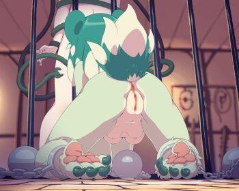 1boy 1girl animated animated_gif anus aroused breasts censored claws cuffs extra_breasts furry furry_female furry_with_non-furry fxx implied_fellatio interspecies mosaic_censoring multiple_breasts oral prison_cell pussy pussy_juice pussy_juice_drip pussy_juice_puddle shackles tagme