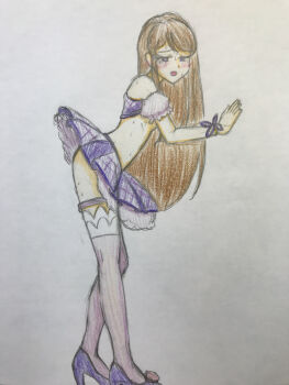 absurdres aikatsu! aikatsu!_(series) breasts graphite_(medium) highres long_hair purple_skirt shibuki_ran skirt small_breasts traditional_media yoshi_(te108077)