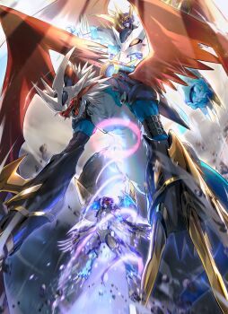 armor claws digimon dragon evolution evolutionary_line highres imperialdramon imperialdramon_dragon_mode imperialdramon_fighter_mode paildramon tail wings