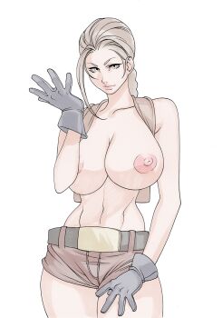 1girl breasts brown_hair daikon_(artist) female_focus lara_croft large_breasts nipples solo tomb_raider