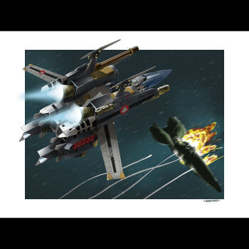 2023 alien awacs battle canopy_(aircraft) cockpit commentary contrail dated energy_cannon english_commentary explosion gatling_gun gunpod jeff_sorley macross macross:_remember_me mecha missile missile_pod motion_blur nuclear_weapon picket_patrol_ship pilot radar_dish radio_antenna robot roundel science_fiction sdp-1_stampede_valkyrie signature space spacecraft star_(sky) starfighter thrusters u.n._spacy variable_fighter zentradi