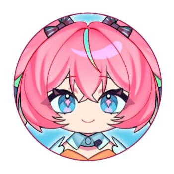 1girl angels_of_delusion aqua_streaks aria_(zenless_zone_zero) black_bow blue_eyes bow bubuchi commentary english_commentary hair_between_eyes hair_bow hair_intakes multicolored_hair pink_hair portrait smile sparkling_eyes streaked_hair zenless_zone_zero