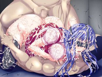 1girl 2boys anal ass black_thighhighs blindfold blue_eyes blue_hair blush bottomless bow breasts censored clothed_female_nude_male clothes_lift cowgirl_position cum cum_on_body cum_on_breasts cum_on_clothes cum_on_hair cum_on_lower_body cum_on_upper_body doggystyle double_penetration facial game_cg gang_rape gangbang girl_on_top group_sex guilty hair_between_eyes hand_on_another's_thigh hetero indoors large_breasts long_hair minase_shizuru mmf_threesome mole mosaic_censoring multiple_boys no_panties nude on_floor open_mouth pink_shirt raised_eyebrows rape red_bow red_skirt school_uniform sex sex_from_behind shirt shirt_lift skirt solo_focus spread_legs straddling thighhighs threesome toriko_hime upshirt vaginal yoshizawa_tomoaki