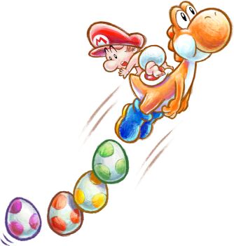 2boys absurdres baby baby_mario blue_boots boots brown_hair colored_skin diaper egg harada_masamichi hat highres mario mario_(series) multiple_boys nintendo official_art open_mouth orange_skin orange_yoshi red_hat short_hair simple_background third-party_source transparent_background yoshi yoshi&#039;s_new_island yoshi_egg