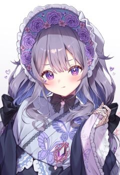 1girl bonnet hololive hololive_english koseki_bijou koseki_bijou_(new_year) looking_at_viewer neru5 ribbon tongue tongue_out virtual_youtuber