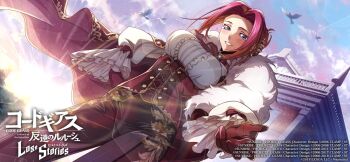 1girl blue_eyes breasts code_geass code_geass:_lost_stories kouzuki_kallen large_breasts looking_at_viewer official_art red_hair smile solo