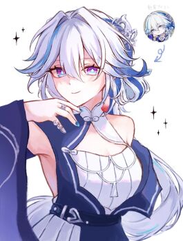 Rule 34 | 1girl, arm up, bright pupils, clothing cutout, commentary request, dress, earrings, funafu, hair ornament, hairpin, honkai: star rail, honkai (series), jewelry, light smile, long hair, looking at viewer, multicolored eyes, multicolored hair, nail polish, off shoulder, official alternate costume, official art inset, open clothes, ring, single bare shoulder, single earring, smile, sparkle, streaked hair, tassel, two-tone eyes, very long hair, white hair, yao guang (ethereal dance) (honkai: star rail), yao guang (honkai: star rail)