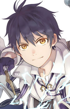1boy absurdres alec_ygret black_hair highres mikata_ga_yowasugite_hojo_mahou_ni_tesshiteita_kyuutei_mahoushi_tsuihou_sarete_saikyou_wo_mezashimasu tagme yellow_eyes