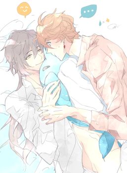 Rule 34 | ..., 004s 4, 2boys, couple, genshin impact, image sample, multiple boys, narwhal, pixiv, pixiv sample, smile, stuffed animal, stuffed toy, tartaglia (genshin impact), yaoi, zhongli (genshin impact)