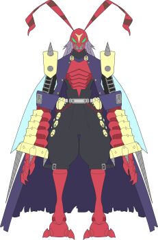 Rule 34 | 1boy, absurdres, arthropod boy, banchostingmon, banchou, cape, delinquent, digimon, digimon (creature), exoskeleton, highres, male focus, monster boy, solo, transparent background