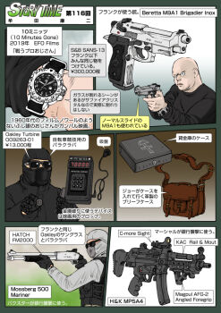 Rule 34 | 10 minutes gone, 1boy, bald, beretta, beretta 92, beretta m9a1, bulletproof vest, english text, frank sullivan, gun, h&amp;k mp5, handgun, heckler &amp; koch, japanese text, mossberg, mossberg 500, muta koji, o.f. mossberg &amp; sons, pistol, pump action, shotgun, story time (muta koji), submachine gun, sunglasses, translation request, watch, weapon, weapon focus, weapon name, weapon profile