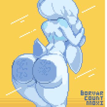 1girl against_glass animated animated_gif artist_collaboration ass ass_press borvar bouncing_ass colored_skin completely_nude countmoxi curvy dahlia_(xenoblade) glass huge_ass jiggle long_hair looking_back nintendo nude ponytail solo thick_thighs thighs white_hair white_skin wide_hips xenoblade_chronicles_(series) xenoblade_chronicles_2