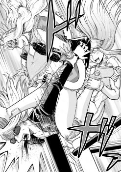 Rule 34 | 1boy, 2girls, blood, blood from mouth, combined attack, fate/grand order, fate (series), greyscale, headdress, honookoma, kinnikuman, kukulkan (fate), kukulkan (second ascension) (fate), long hair, monochrome, multiple girls, parody, pole, poncho, quetzalcoatl (fate), sandals, sharp teeth, sunglasses, teeth, tezcatlipoca (fate), tezcatlipoca (first ascension) (fate), wrestling, wrestling ring