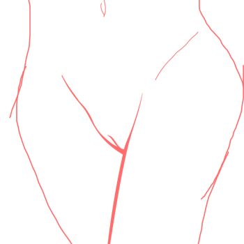 1girl bottomless cleft_of_venus commentary crotch_focus english_commentary groin highres lower_body navel no_panties no_pants nude original pussy simple_background sketch solo striker_unit username_haoto white_background