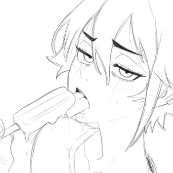 1girl blush breasts food ice_cream licking original shirt solo tongue tsuicaa