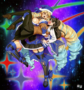 2girls astraea_(fate) breasts fate/grand_order fate/stay_night fate_(series) jadenkaiba large_breasts long_hair multiple_girls tohsaka_rin